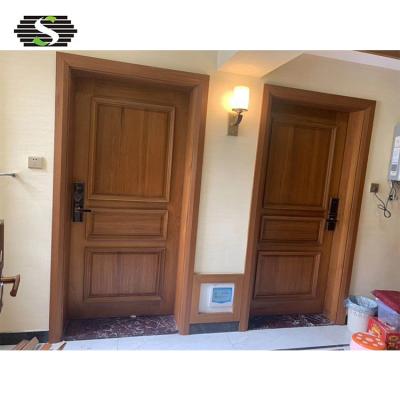 China Modern classic interior solid teak bedroom design entrance wooden door for individual construction for sale