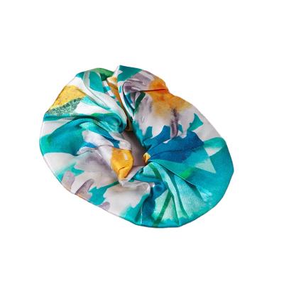 China Hot Selling Street Style Women Floral Print Elastic Silk Satin Stretchy Hair Scrunchies for sale