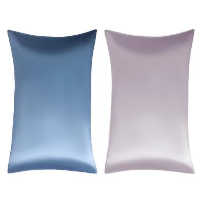 China Light Purple And Foggy Blue Satin 2 Color Silk Pillow Case Anti-Static 19MM Way for sale