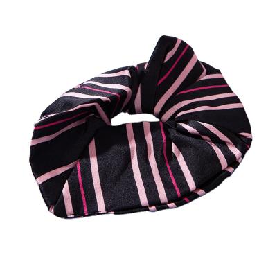 China Street Style Newcomer Dark Stripe Pint Elastic Silk Satin Stretchable Hair Scrunchies for sale