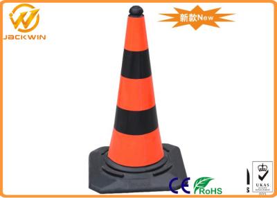 China Black and Orange Traffic Cone , Road Maintenance Heavy Duty PE Traffic Cone for sale