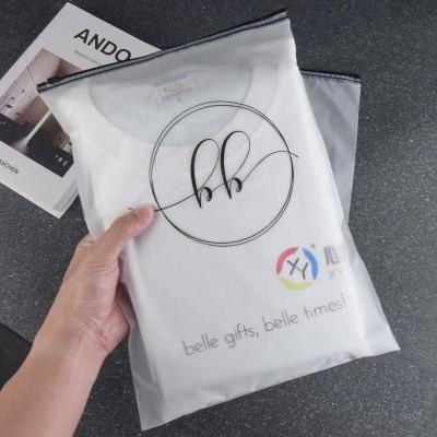 China Recyclable Custom Clear Poly Plastic Bag With Zip Lock Clothes Packaging Frosted Plastic Ziplock Bag For Garment for sale