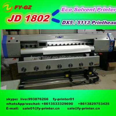 China Large format advertisement printing 1.8m indoor / oudoor small solvent inkjet printer JD1802 eco banner cable for sale for sale