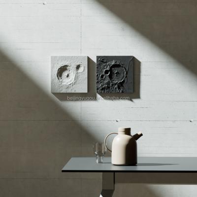 China Nordic wholesale unique modern factory design moon surface relief texture painting concrete square home decoration wall tiles for sale