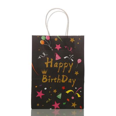 China Recycled Materials Birthday Dedicated Printing Kraft Paper Bag Birthday Gift Wrapping Bags for sale