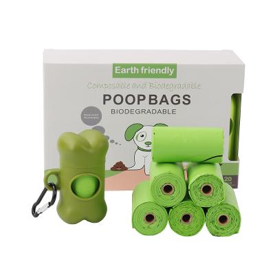 China Sustainable 20 Rolls Pet Clean Product Poop Pick Up Bags Outdoor Biodegradable Dog Poop Bag With Dispenser for sale