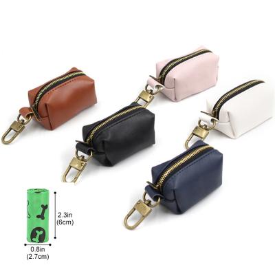 China Custom Leather Dog Poop Bag Holder Dog Poop Bag Holder Pet Dog Poop Dispenser Bag Leather Logo Poop Bag Holder for sale