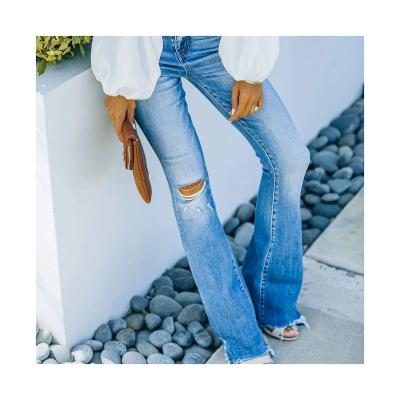 China Viable Popular Hot Selling Stylish Ripped Women's Pants Fashion Lady Zipped Button Women's Jeans for sale