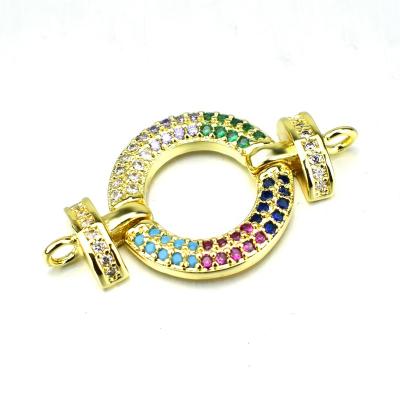 China DIY Accessories Fashion Design Gold Plating Bracelet With Colorful CZ Connector, Jewelry Accessories, Wholesale Cheap Charm DIY Accessories for sale