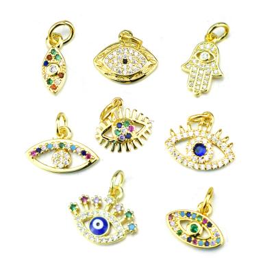 China DIY Lucky Evil Eyes Fatima Zircon Accessories Charms Connector for DIY Bracelet Necklace Jewelry Pendant Accessories for sale