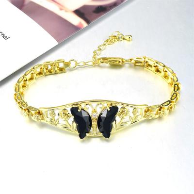 China Fashionable High Quality Luxury Crystal Butterfly Bracelet for Women Rose Bracelet Gift Free Shipping for sale