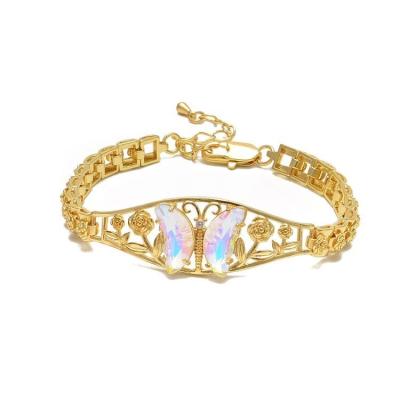 China TRENDY Wholesale 18k Gold Plated Crystal Butterfly Bracelet For Women Luxury Rose Bracelet for sale