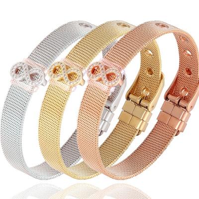 China FASHIONABLE High Quality Zircon Number 8 Geometric Bracelet Stainless Steel Adjustable Strap Bracelet For Women for sale