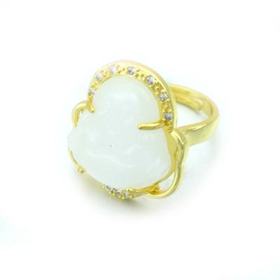 China Hot Selling Jade Rings Women Jewelry Rings Buddha Ring Colorful Fashion Religious New Style 24k Gold Plated for sale