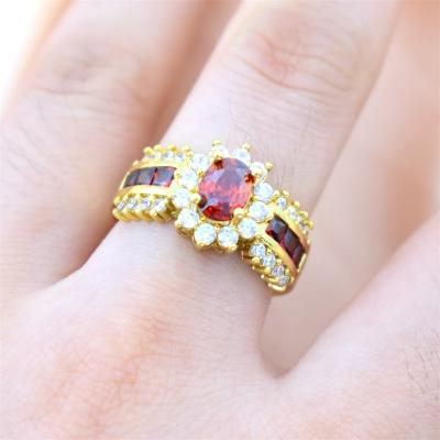 China Vintage Fashion Flower High Quality Small Zircon Adjustable Gold Ring For Women for sale