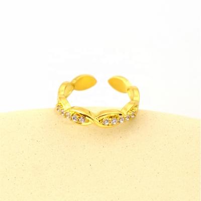 China High Quality Fashion Women Vintage Gold 3A Zircon Rings Open Adjustable Rings for sale