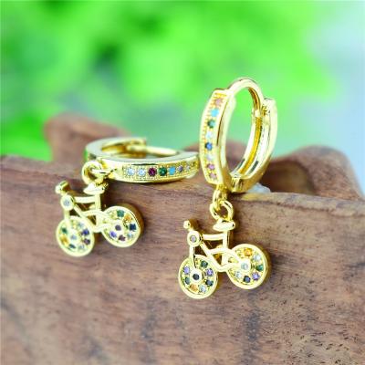 China FASHIONABLE Butterfly Heart Ladies CZ Key Earrings Shape Bicycle Tree Of Life Earring Dangle Clip for sale