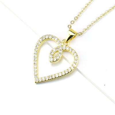 China Trendy Wedding Cubic Pendant Jewelry Necklace Hollow Zircon Love Heart Necklace Women for sale