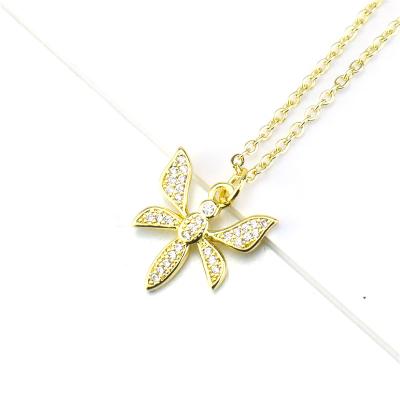 China Trendy Trendy Dragonfly Insect CZ Necklace Fashion Inlaid Zircon Necklace For Women for sale