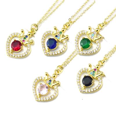 China FASHIONABLE Classic Heart Shaped Zircon Pendant Necklace For Women 18k Gold Plated Love Necklace Wholesale for sale