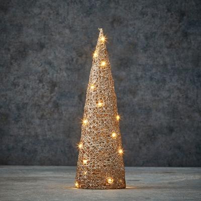 China Bar Decor Kanlong OEM H16in Champagne Color Home Christmas Tree With Lights 20pc Led Lighting Indoor Decorative Decoration for sale