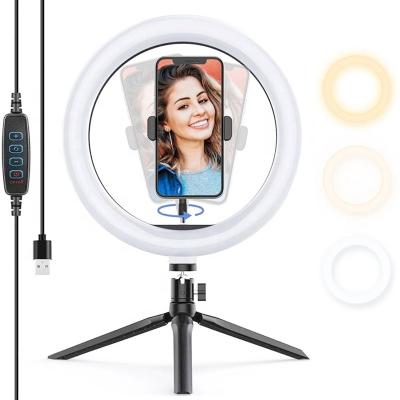 China 10 inch ring light fashion Kanlong adjustable dimmable selfie with tripod for tik tok live broadcast for sale