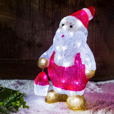 China Pretty New Commercial Use Outdoor Christmas Decor Lighting Garden Led Decoration Acrylic Santa With 40 White LEDs for sale