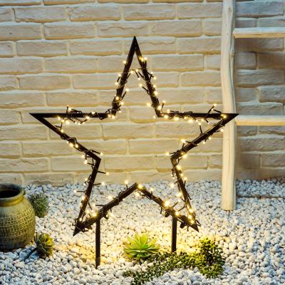 China Pretty New 2022 New Garden Christmas Outdoor Metal Star Decoration Lawn Lights With 100L Warm White LED for sale