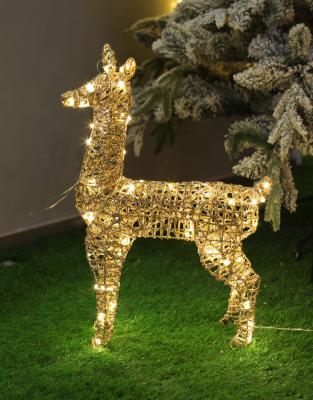 China Pretty New Christmas Garden Light Gold Cotton Deer With Glitter Deer Decor Outdoor Lighting Cute Design For Home for sale