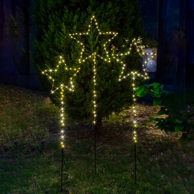 China Garden Christmas 2022 Pretty New New Led Metal Star Garden Decoration Lawn Light With 60 Micro LEDs Warm For Garden for sale