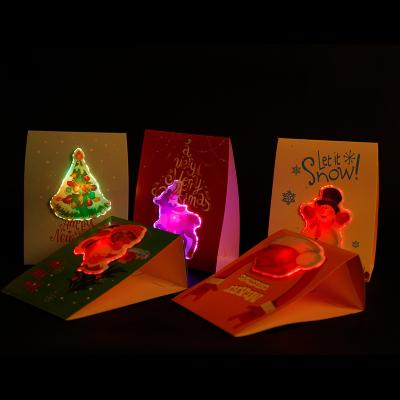 China Europe Holiday Xmas New Year LED Light Greeting Christmas Cards for sale