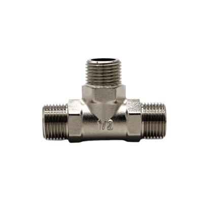 China Natural Gas Brass Tee For Piping, Gas Pipe Fitting Tee Male Thread Gas Connection Pipe Fitting for sale