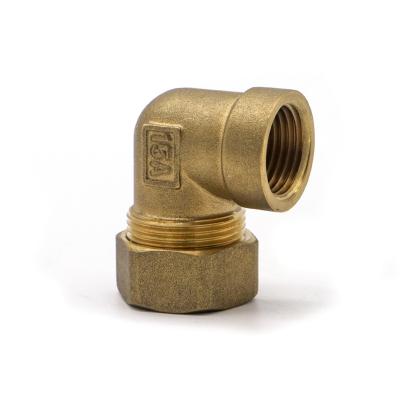 China Joining Pipe Lines Brass Tubing Fitting 90 Degree Elbow Female Thread Brass Union Compression Fitting for sale