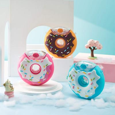 China 2021 Sustainable Fashion Little Donut Shape 380ml Straw Baby Drink Water Bottles Kids With Shoulder Strap for sale