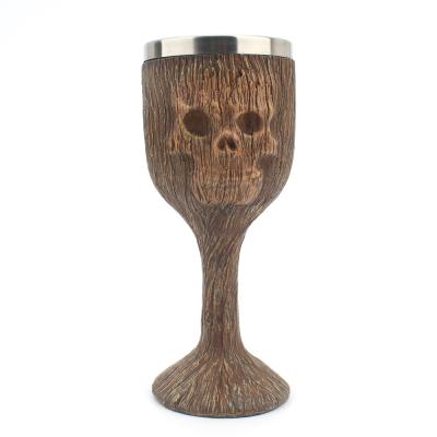 China Creative Stainless Steel Coating Wine Glass Of New Skull Stainless Steel Wine Glass Goblet Strange Retro Tree Border for sale