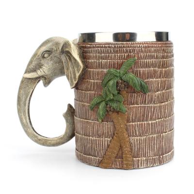 China New Viable Stereo Rainforest Elephant Cup 304 Stainless Steel Coating Resin Mug for sale