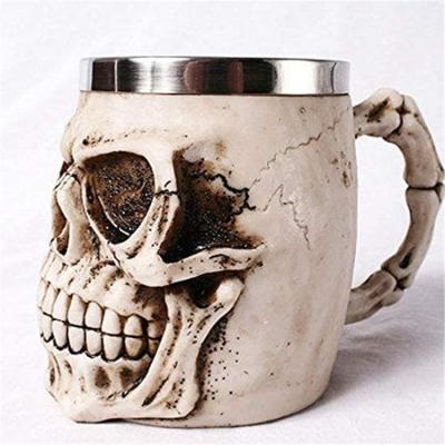 China 13 Ounce Gear Pipe Design Stoneware Beer Mug Mechanical Skull Beer Cup Viable Stainless Steel Mug for sale