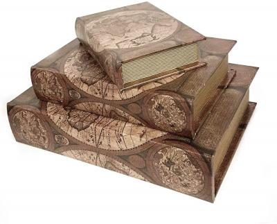 China Rustic A set of 3 pieces imitation books, retro style decorative book boxes, used to decorate stacked books for sale