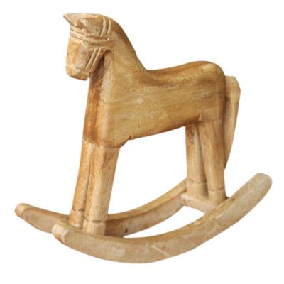 China Contemporary Rocking Horse Doll Wooden Animal Toys Decoration Miniature Wooden Rocking Horse Ornaments for sale