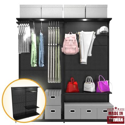 China Assemble Clothing Store Wall Hanging Wardrobe Combination Rack with Shelf for sale