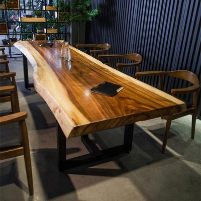 China Natural solid wood solid wood raw slab zingana bubuinga walnut teak living edge dining table top wooden suar for sale