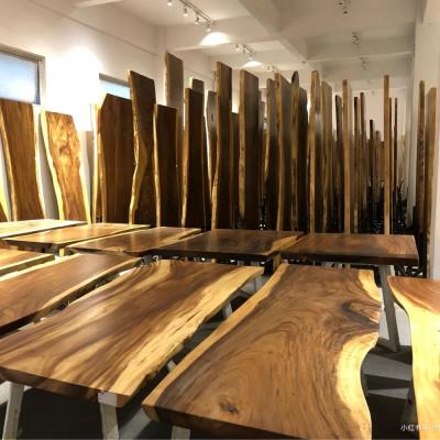 China Wooden slab (size) china supplier acacia bubinga nut slab table top living wood dining table suar adjustable natural rough edg for sale