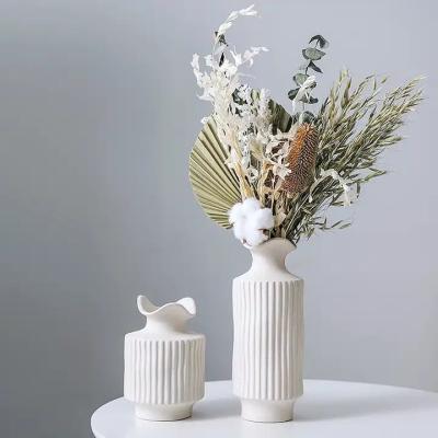 China Wholesale Handmade Modern Irregular Nordic Ceramic Vases For Home Decor White Matte Flower Arrangement Ceramic Vase for sale