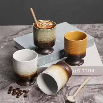 China ins Korean Creative Personality Multi-colored Tea Cups High Feet Clay Coffee Cup Japanese Ceramic Sake Cup for sale