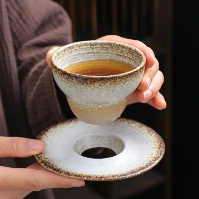 China Japanese Style Espresso Coffee Cup Set Ceramic Creative Retro Coffee Latte Tea Cup With Base Stoneware Coffee Cup for sale