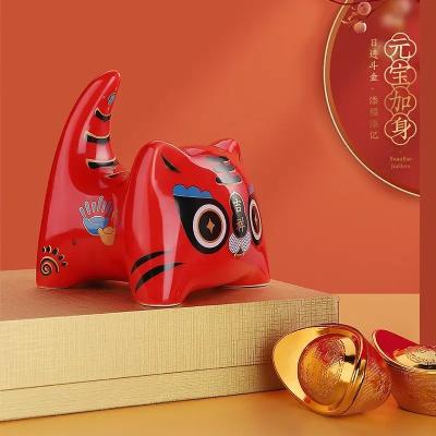 China Ceramic Animal Bank Money Saving Boxes Creative Tiger Shape Cell Phone Stand Holder Customize Logo Money Bank for sale