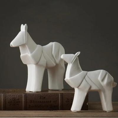 China Nordic Home Decor Simple Ceramic Crafts Horse Ornaments Living Room TV Wine Cabinet Modern Porcelain Figurine Decoration for sale