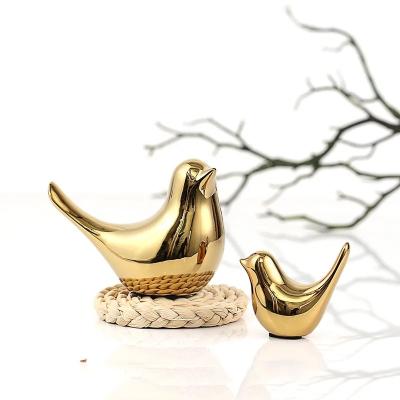 China Nordic Home Accessories Plating Golden Bird Ornaments Crafts Tabletop Figurine Modern Room Desk Bookcase Decorations Gif for sale