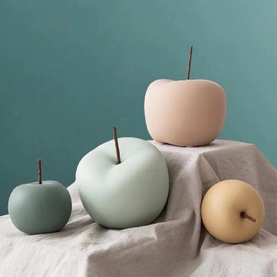 China Modern Macaron Home Statues Ceramic Fruit Decor Figurines Art Home Decoration Accessories Tabletop Ceramic Apple Ornamen for sale