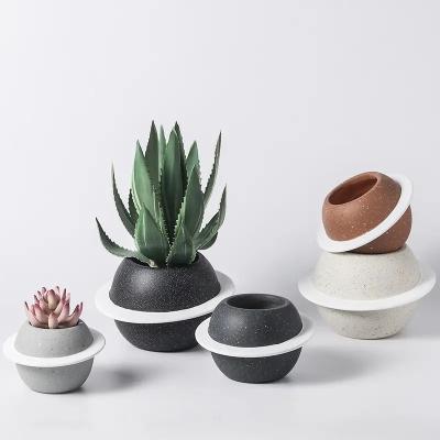 China New Creative Star Planet Shape Ceramic Flower Pots Colorful Cactus Planter Desktop Small Green Plants Container for sale